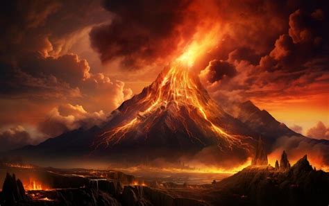 Premium AI Image Volcano Eruption Landscape