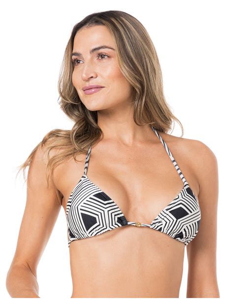 Bikini Tops Top Cortininha Rolote Grafismo Preto Brand Lua Morena