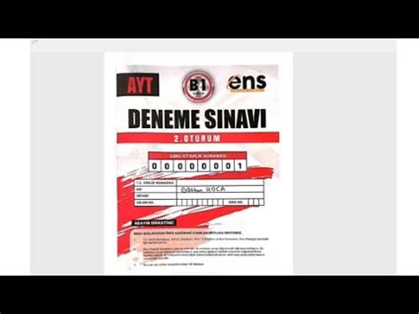 ENS Yayınları Ayt denemesi 1 Matematik ilk 20 soru 2022 2023 ayt