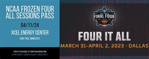 NCAA Frozen Four All Sessions Pass Tickets 11th April Xcel Energy