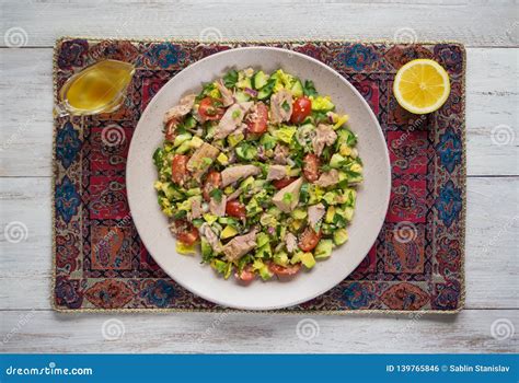 Chili Avocado Zesty Quinoa Salad With Tuna Stock Photo Image Of Meal