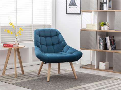 Fauteuil En Velours Bleu Canard Style Scandinave LUOSTO