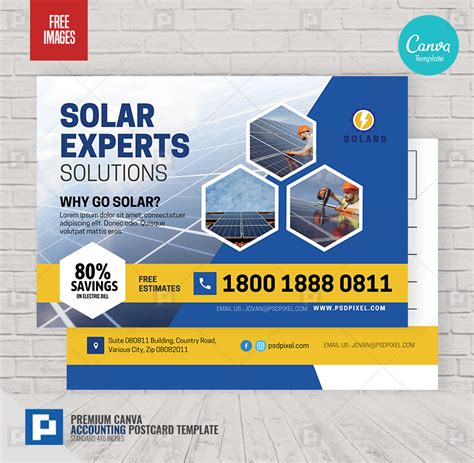 Solar Energy Promotional Canva Postcard PSDPixel