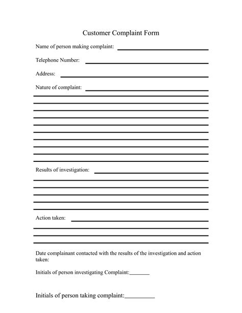 Complaint Form Template