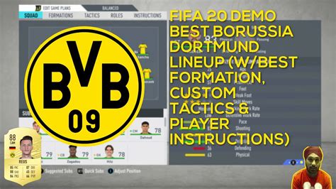 FIFA 20 DEMO BEST BORUSSIA DORTMUND LINEUP W BEST FORMATION CUSTOM