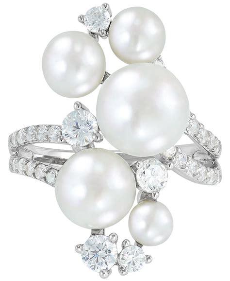 Arabella Cultured Freshwater Button Pearl 4 9 1 2mm And Cubic