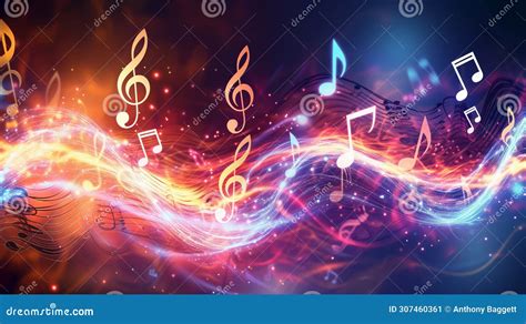 Melody Flowing Music Wave Abstract Background Showing Colourful Music