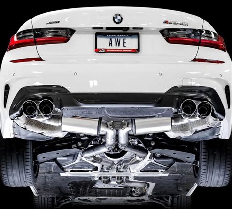 Awe Touring Edition Resonated Exhaust W Quad Chrome Silver Tips For