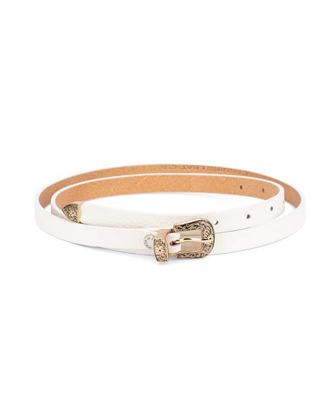 Buy White Western Belt With Gold Buckle 15 Mm Capo Pelle