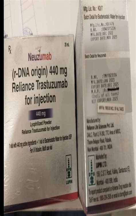 Trastuzumab 440 Mg Injection At Rs 8700 Vial Anti Cancer Drugs In New