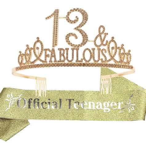 13th Birthday Ts For Girls13th Birthday Tiara And Sash Golden13th Birthday Decorations