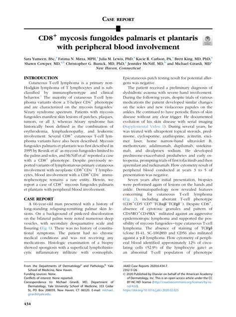 Pdf Cd Mycosis Fungoides Palmaris Et Plantaris With Peripheral