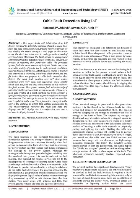 IRJET Cable Fault Detection Using IoT PDF