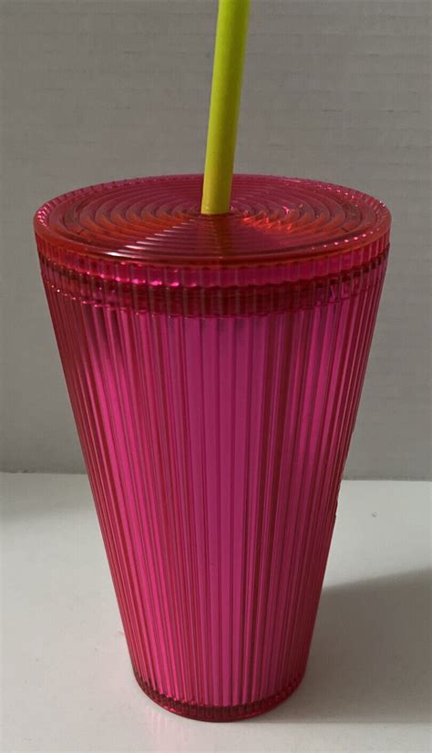 Starbucks Summer Pleated Neon Dragonfruit Pink Grande Oz Tumbler