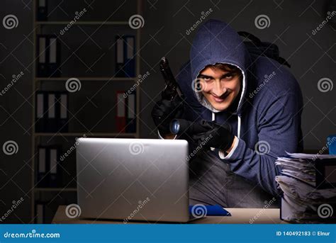 The Thief Trying To Steal Personal Data In Identity Theft Concept Stock