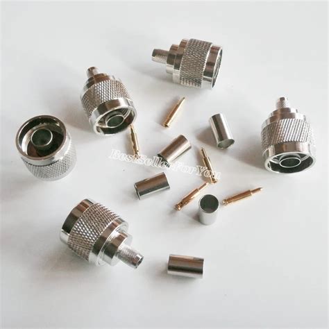 Pcs N Male Plug Crimp For Rg X Rg X Lmr Straight Rf Connector