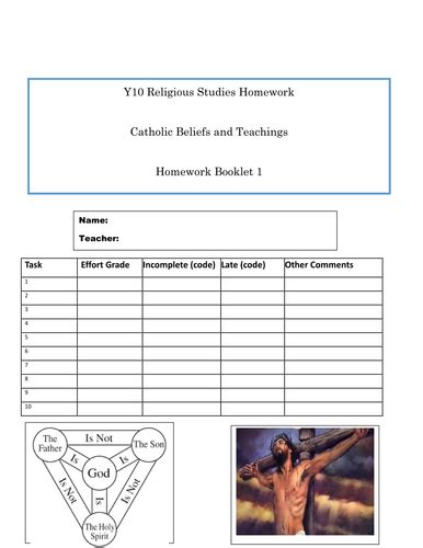 Homework booklet Catholic Christianity Beliefs unit. | Teaching Resources