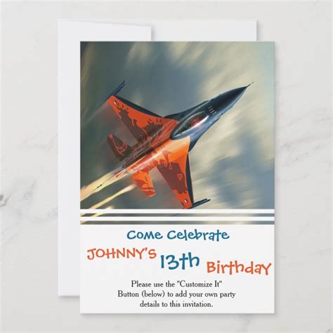 Fighter Jet Military Airplane Speed Invitation Zazzle