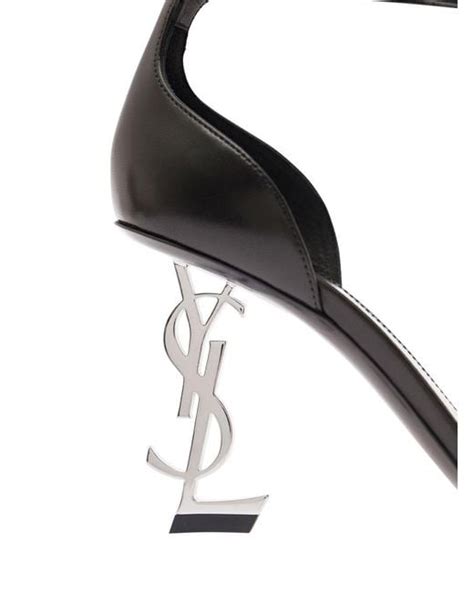 Saint Laurent Thin Ankle Strap Squared Toe Heels In Black Lyst