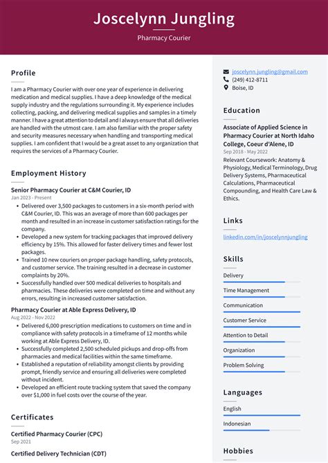 Cvs Pharmacy Courier Resume Examples Resumecat