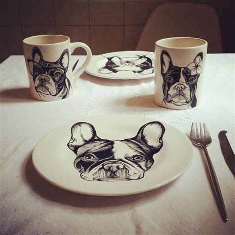 Frenchie French Bulldog Dog Painting Ceramics Hand Painted