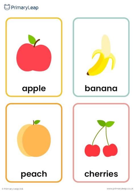 Flashcards Fruit Worksheet Primaryleap Co Uk