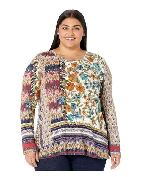 Johnny Was Plus Size Betzy Favorite Long Sleeve Crew Neck Tee Lyst