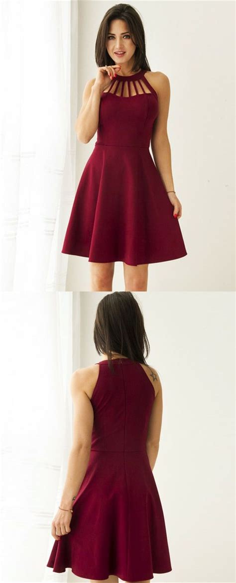 Burgundy Short Elegant Party Gowns Simple Fall Homecoming Dresses