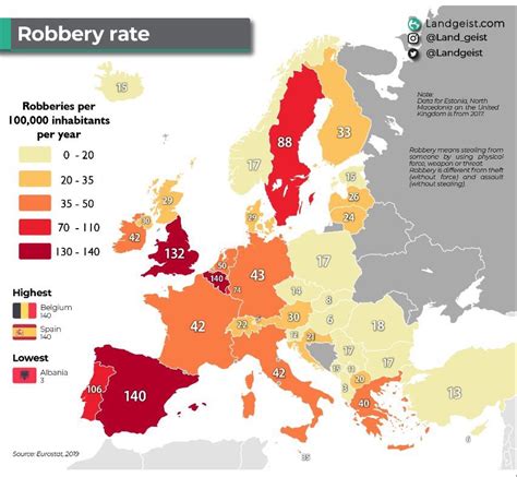 Robbery Rates In European Countries R Mapporn