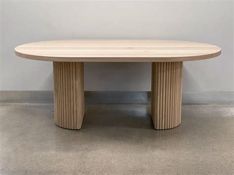 AURA Solid Wood Pill Shaped Dining Table With Fluted Tambour Etsy UK