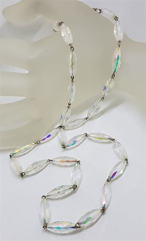 Vintage Elongated Clear Crystal Bead Necklace Alexa S Treasures