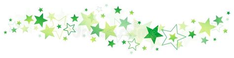 Horizontal Border Of Green Big And Little Stars Stock Vector