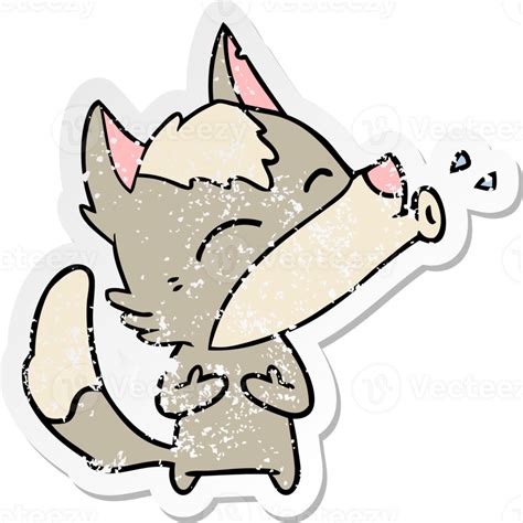 Distressed Sticker Of A Howling Wolf Cartoon 44971272 Png