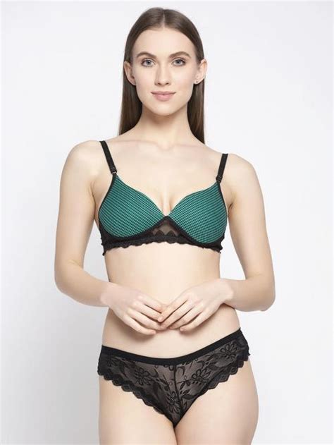 Buy Quttos Green Printed Polycotton Lingerie Set QT SET 4024 Online