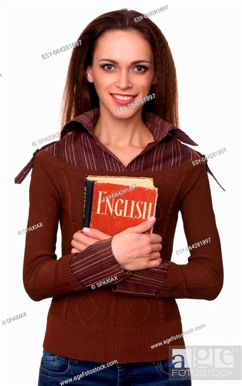 English Courses Concept With Textbook Isolated On White Stock Photo