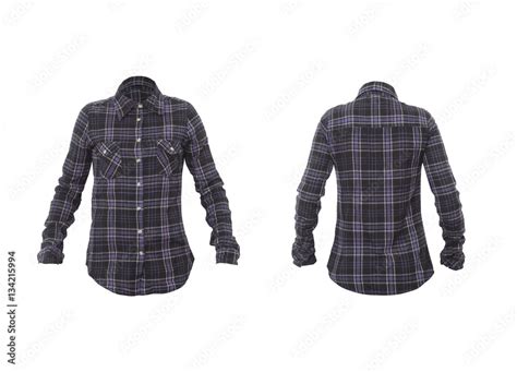 Women's checkered shirt isolated on white Stock Photo | Adobe Stock