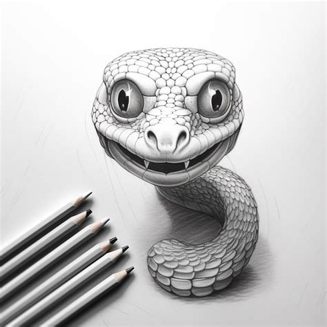 Premium Ai Image Pencil Sketch Nice Snake Animal Drawing Image