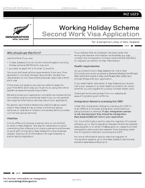 Fillable Online Immigration Govt Working Holiday Scheme Work Visa