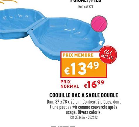 Promo Coquille Bac Sable Double Chez Trafic