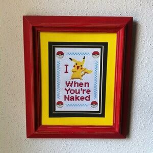 Naughty Pikachu Pokemon Cross Stitch Pattern When You Re Naked Pokemon Go Embroidery Needlepoint