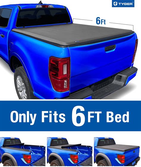 Tyger Auto T1 Soft Roll Up Truck Bed Tonneau Cover Compatible With 2019 2023 Ford Ranger 6