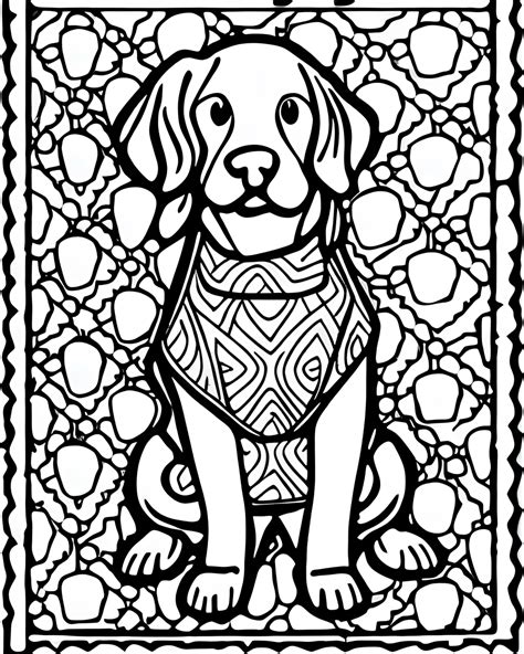 Coloriage Golden Retriever Pour Adultes Creative Fabrica