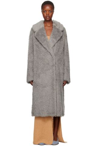 Gray Nicole Faux Fur Coat By Stand Studio On Sale