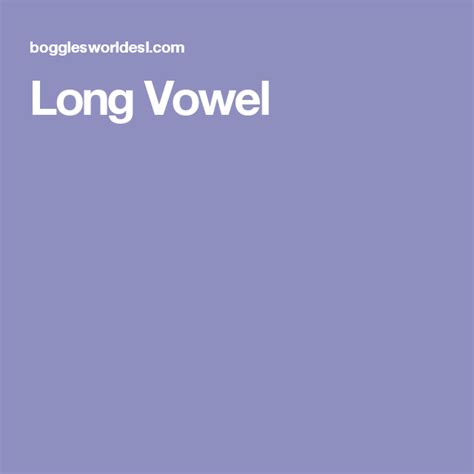 Long Vowel