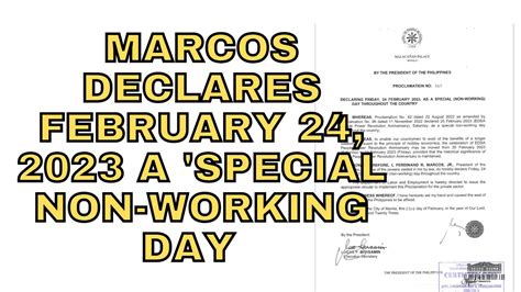 Marcos Declares February As Special Non Working Day Montillana