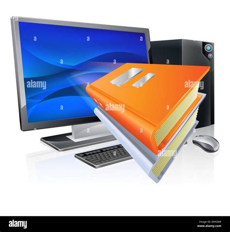 An Education E Learning Computer Book Concept Book Icons Flying Out Of