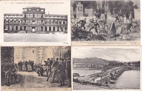 LOT DE 4 Cartes Postales Anciennes Postcards PARIS La Commune 1870 1871