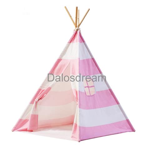 Dalos sueño niños teepee indio blanco y rosa rayas niños tipi 100