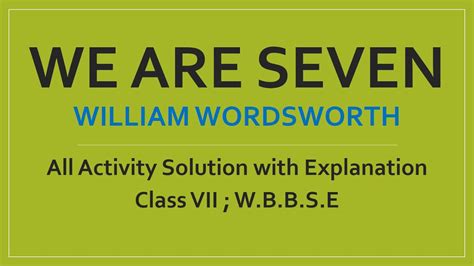 We Are Seven By William Wordsworth All Activity Solution With