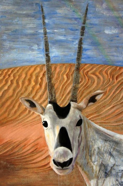 Arabian Oryx Out From Noahs Ark Painting Original Animal Painting